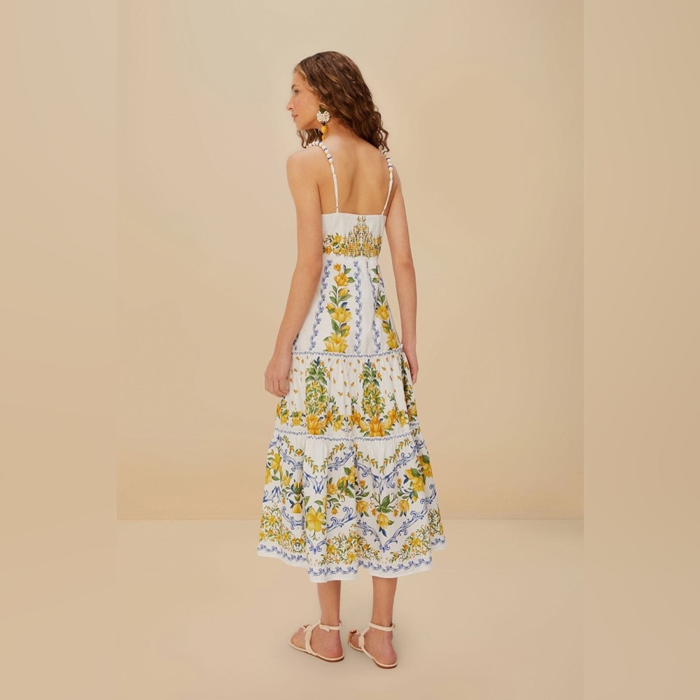 Farm Rio Off White Sicily Cotton Midi Dress - Picture 3 of 8
